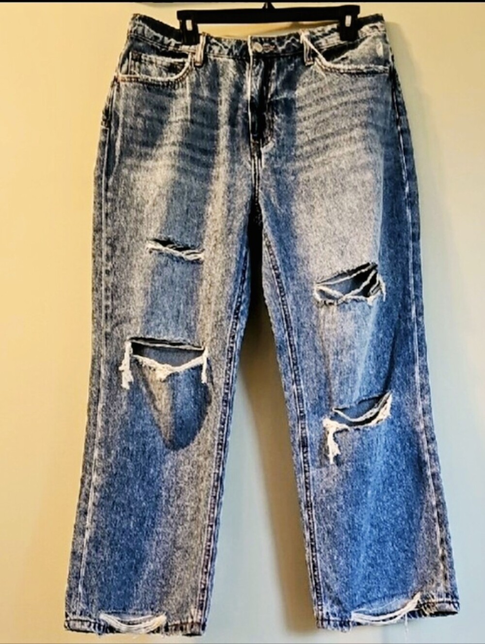 Lovervet High-Rise Distressed Straight Leg Jeans size 31/13